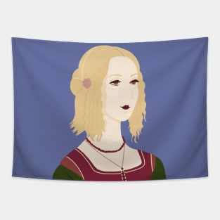 Art Deco Renaissance Girl Illustration Tapestry