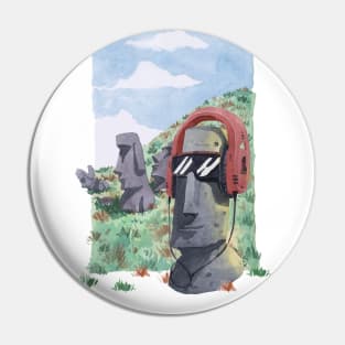 Chilling Moai Pin