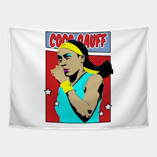 Coco Gauff Pop Art Comic Style Tapestry