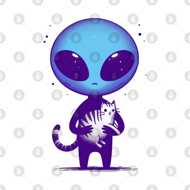 Alien holding cat funny by Evgmerk