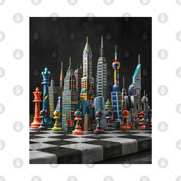 Metropolitan Checkmate: Chess City Skyline gift by familycuteycom