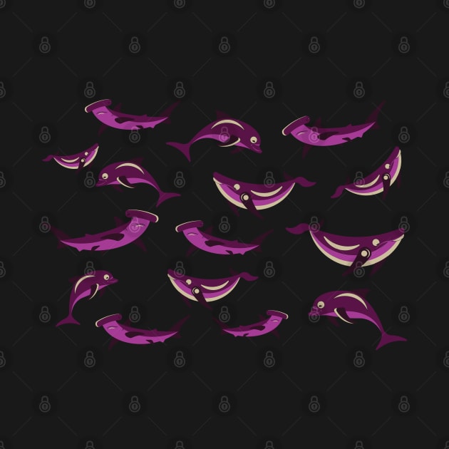 Pink pattern of dolphins and whales by Nosa rez