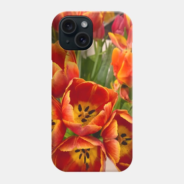 Orange Tulips Flowers Floral Plant Blossoms Phone Case by eleonoraingrid