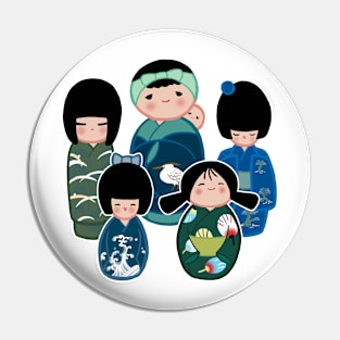 Kokeshi in Green Pin