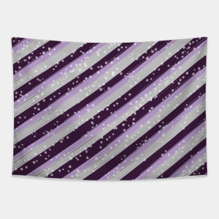 Purple and silver christmas stripe pattern Tapestry