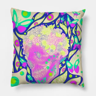 the dead and the butterfly in dark, ecopop pattern Pillow