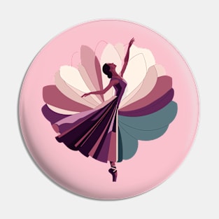 Ballerina in a pink gradient tutu. Vector illustration of a ballerina, ballet dance, tiptoe Pin