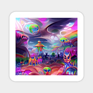 Psychedelic Alien Planet Magnet