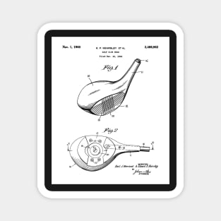 Golfing Driver Patent - Golfer Golf Coach Art - White Magnet