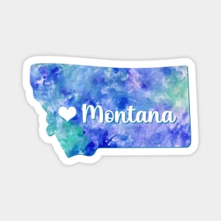 Montana state map USA heart watercolor blue watercolour Magnet