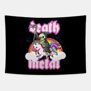 Cute Grim Reaper Rides Unicorn Death Metal Rocker Go To Hell Tapestry