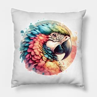 Macaw parrot watercolor Pillow