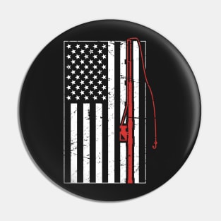 American Flag & Fishing Pole Pin