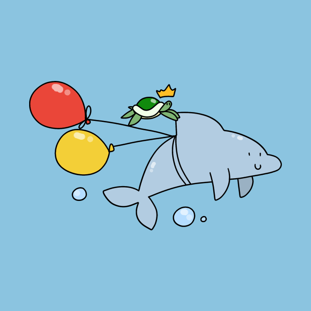 Turtle and Dolphin with Balloons by saradaboru