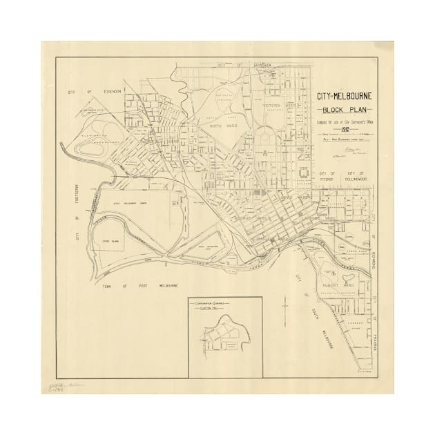 Vintage Map of Melbourne Australia (1912) by Bravuramedia