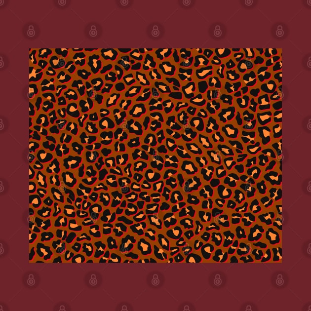 Brown and Red Leopard Spot Print by OneThreeSix