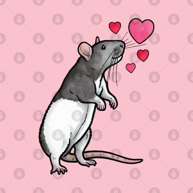 Hooded rat love by animalartbyjess