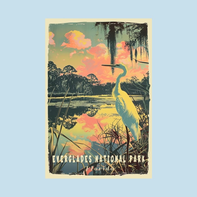 Everglades National Park Vintage Travel  Poster by GreenMary Design