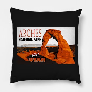 Beautifully Restored Vintage Travel Advertisement Print To Arches National Park In Utah Pillow