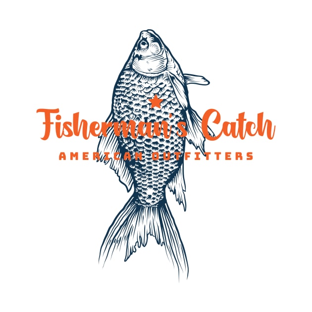 Fisherman's Catch American Outfitters - Fishing by Tip Top Tee's