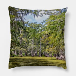 Swampy Bayou with Cypress Trees in Louisiana Pillow