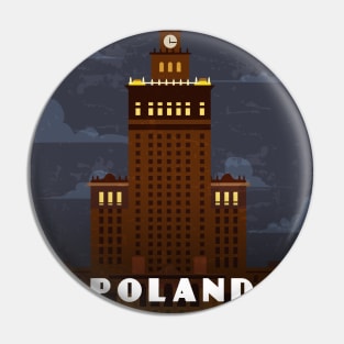 Warsaw, Poland. Retro travel poster Pin