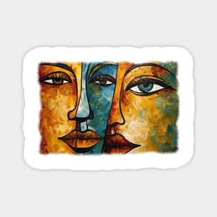 Woman portrait, Expressive faces in abstract painting Magnet