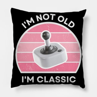 I'm not old, I'm Classic | Joystick | Retro Hardware | Vintage Sunset | Gamer girl | '80s '90s Video Gaming Pillow