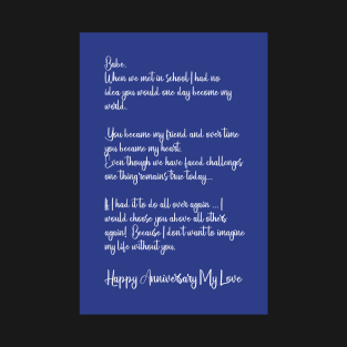 ANNIVERSARY GREETING CARD FOR A YOUNG COUPLE WHO MET IN SCHOOL, COLLEGE, UNIVERSITY T-Shirt