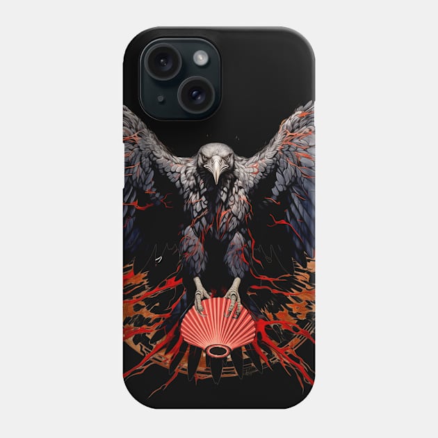 National Native American Heritage Month: The Raven in the Tlingit Indian Creation Story on a Dark Background Phone Case by Puff Sumo