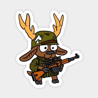 a cute kawaii deer doodle. a ww2 animal soldier. Magnet