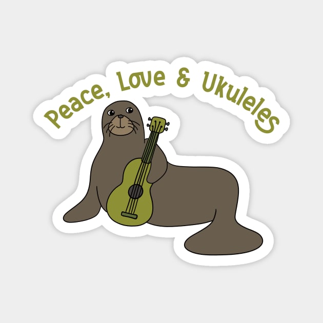 Peace, Love and Ukuleles Magnet by Alissa Carin
