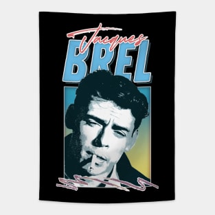 Jacques Brel / Retro Style Fan Design Tapestry