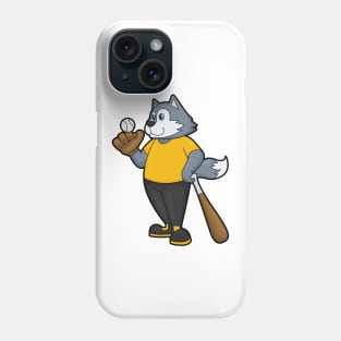 Wolf at Baseball with Baseball bat Phone Case