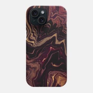 Lush abstract pattern, in gold and crimson paint texture Phone Case