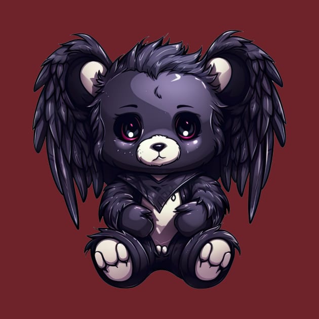 Gothic Guardian: The Dark Angel Teddy Bear by MerlinArt