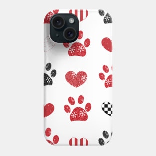 Paw print made of snowflake and hearts Phone Case