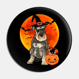 Dog Halloween Miniature Schnauzer Jack O Lantern Pumpkin Pin