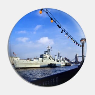 HMS Belfast, light cruiser warship. Pin