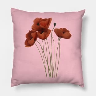 Long Tall Poppies Artistic WIldflowers Pillow