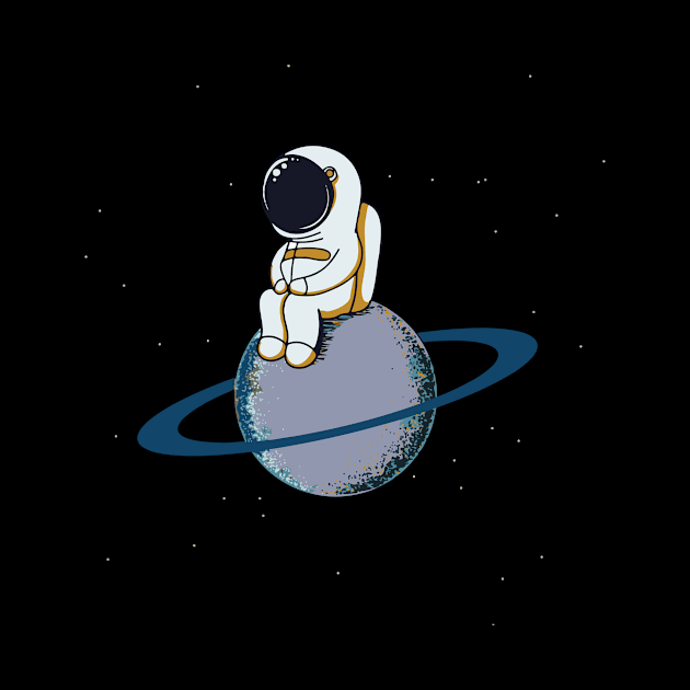 Astronaut Sitting On A Planet by evermedia