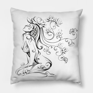 flower woman abstract art Pillow