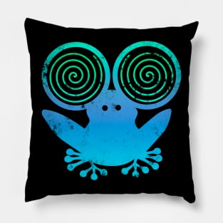 Hypnotic Abstract Frog - Blue Pillow