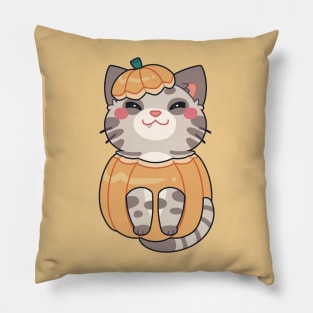 Cute Halloween Cat in a Pumpkin Costume Pillow