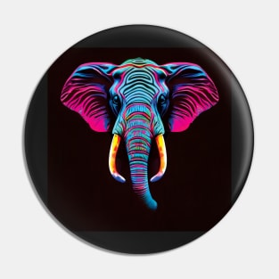 Neon Elephant Art in Bold Blue and Pink Pin