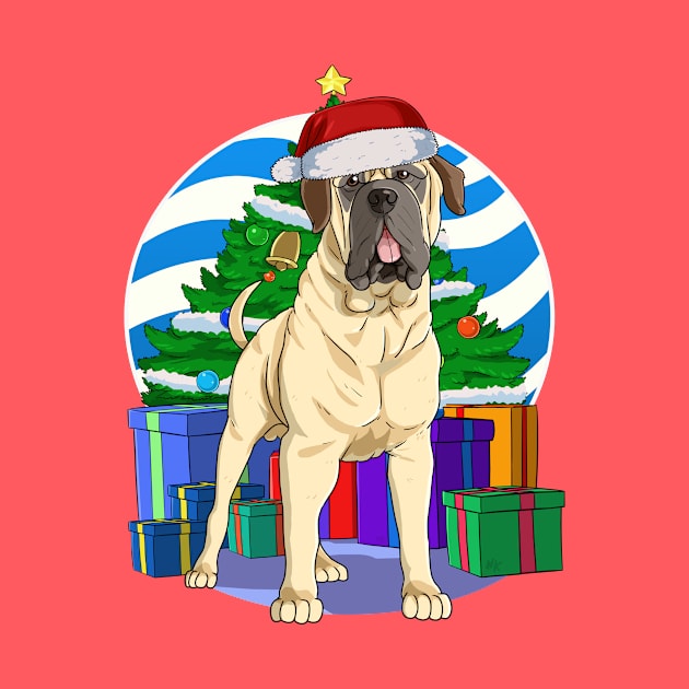 Funny English Mastiff Dog Cute Santa Christmas Gift by Noseking