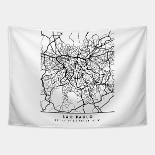 SAO PAULO BRAZIL BLACK CITY STREET MAP ART Tapestry