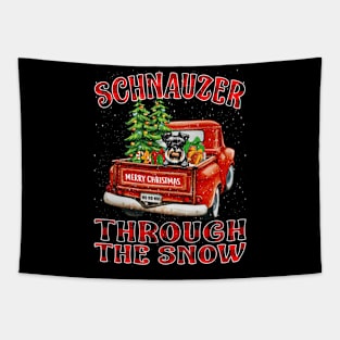 Christmas Schnauzer Through The Snow Dog Santa Truck Tree Tapestry