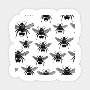 Bees Black and White Pattern Magnet