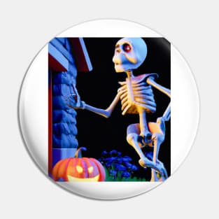 Trick-or-Treating Skeleton Pin